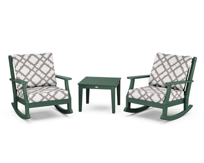 Country Living Wovendale 3-Piece Deep Seating Rocker Set in Green / Trellis Grey Mist