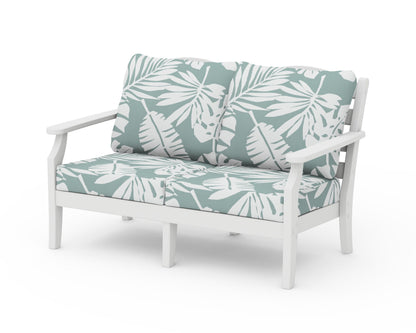 Draper James™ by  POLYWOOD® Savannah Deep Seating Loveseat in White / Leaf Glacier Spa
