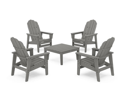 POLYWOOD® 5-Piece Vineyard Grand Upright Adirondack Chair Conversation Group in Slate Grey