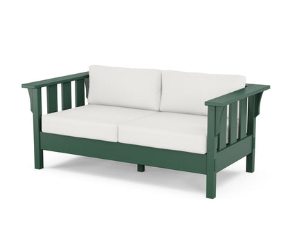 Martha Stewart by POLYWOOD® Acadia Deep Seating Loveseat in Green / Natural Linen