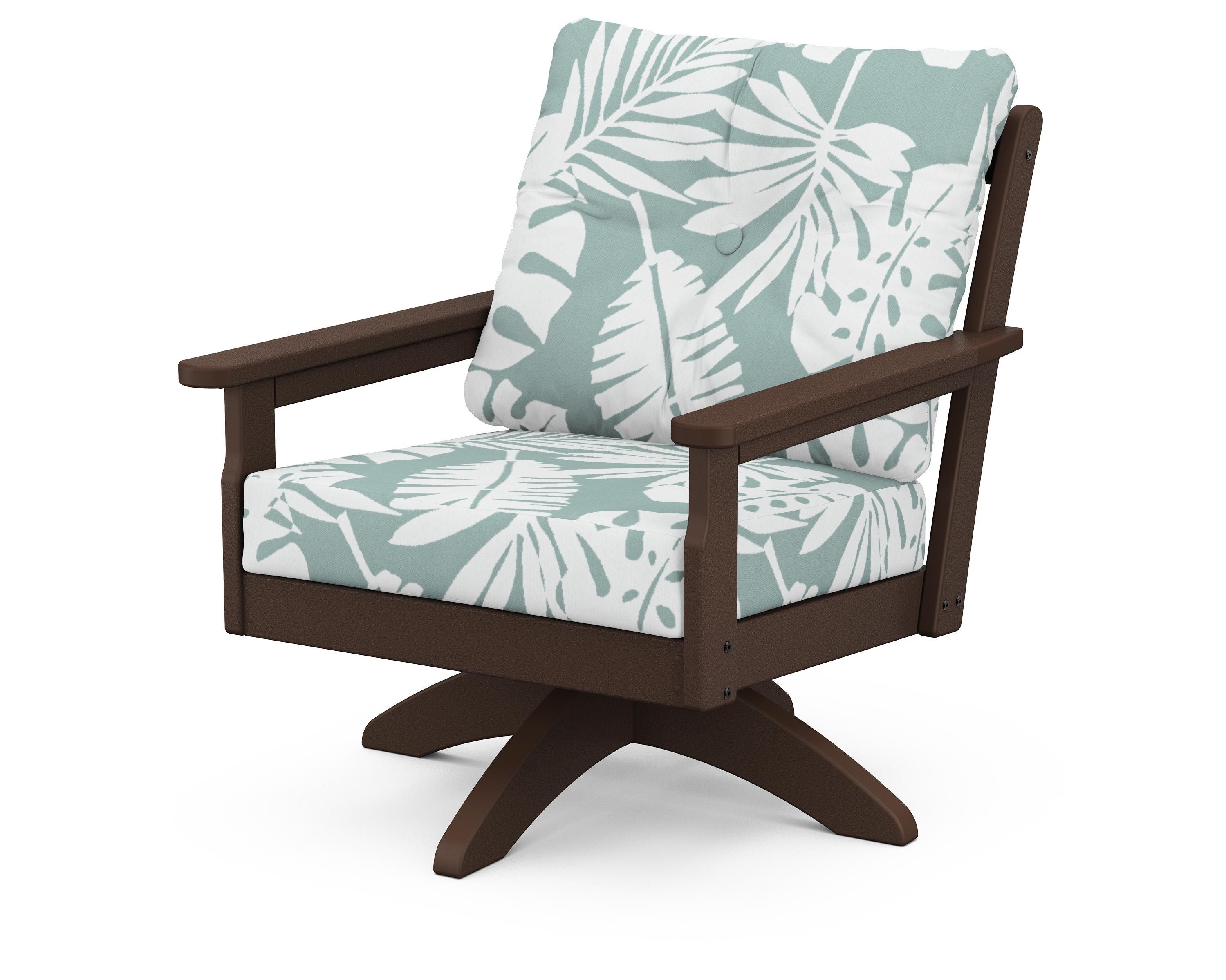 POLYWOOD® Vineyard Deep Seating Swivel Chair in Mahogany / Leaf Glacier Spa