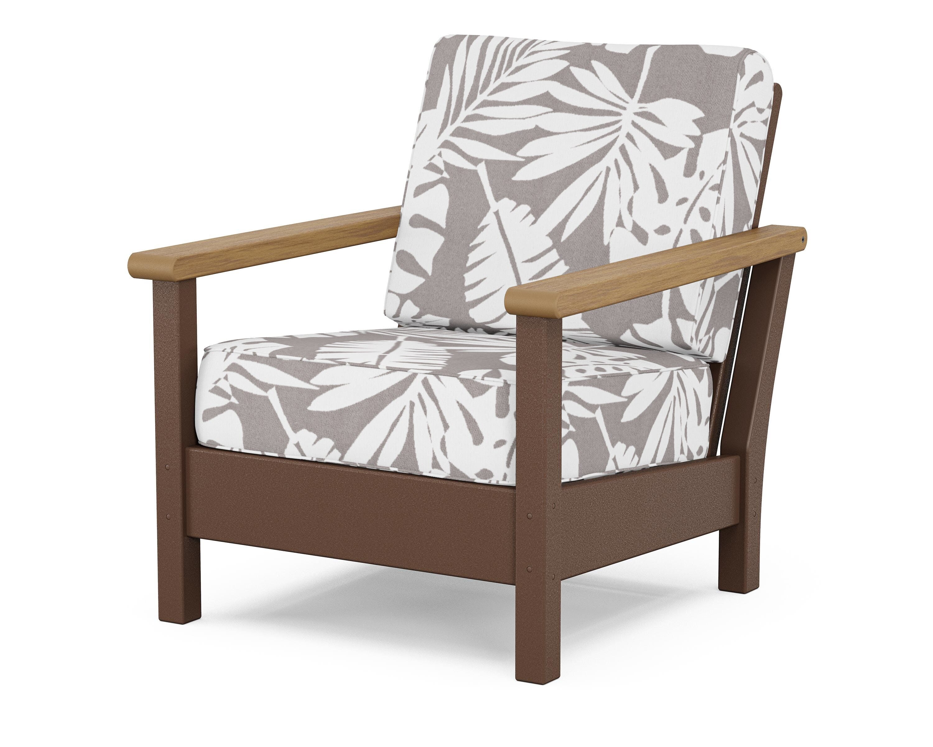 POLYWOOD® Harbour Deep Seating Chair in Mahogany / Natural / Leaf Grey Mist