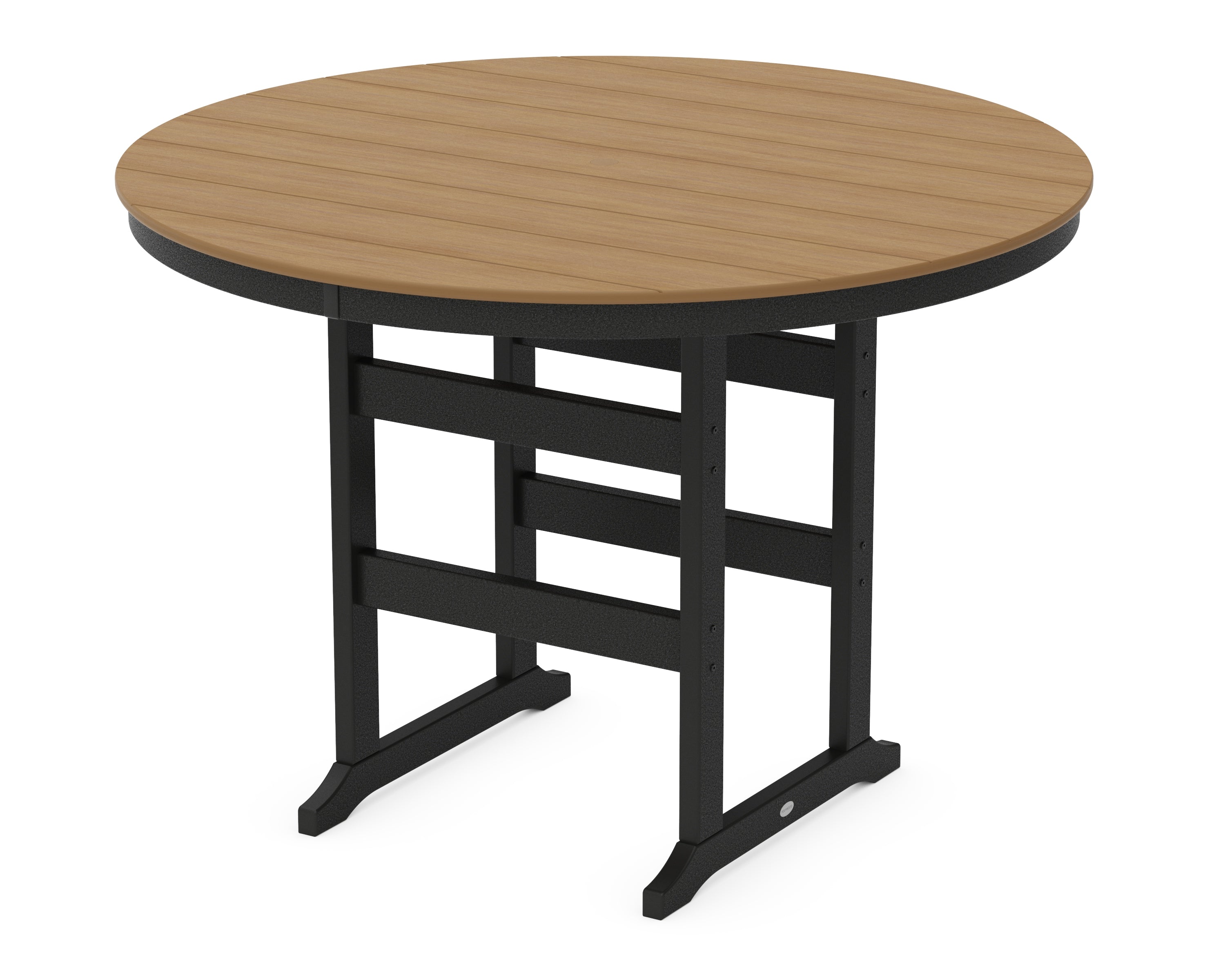 POLYWOOD® 60" Round Farmhouse Bar Table in Black / Natural