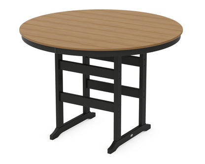 POLYWOOD® 60" Round Farmhouse Bar Table in Black / Natural