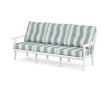 POLYWOOD® Mission Deep Seating Sofa in White / Cabana Stripe Glacier Spa