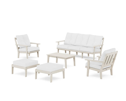 POLYWOOD® Oxford 6-Piece Lounge Sofa Set in Sand / Natural