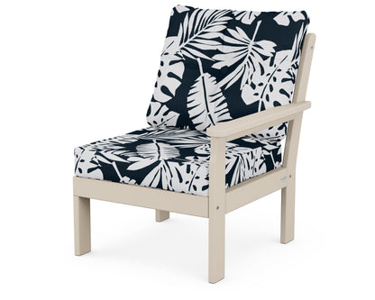 POLYWOOD® Vineyard Modular Right Arm Chair in Sand / Leaf Marine Indigo