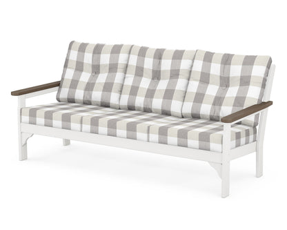 POLYWOOD® Vineyard Deep Seating Sofa in White / Kona / Buffalo Plaid Grey Mist