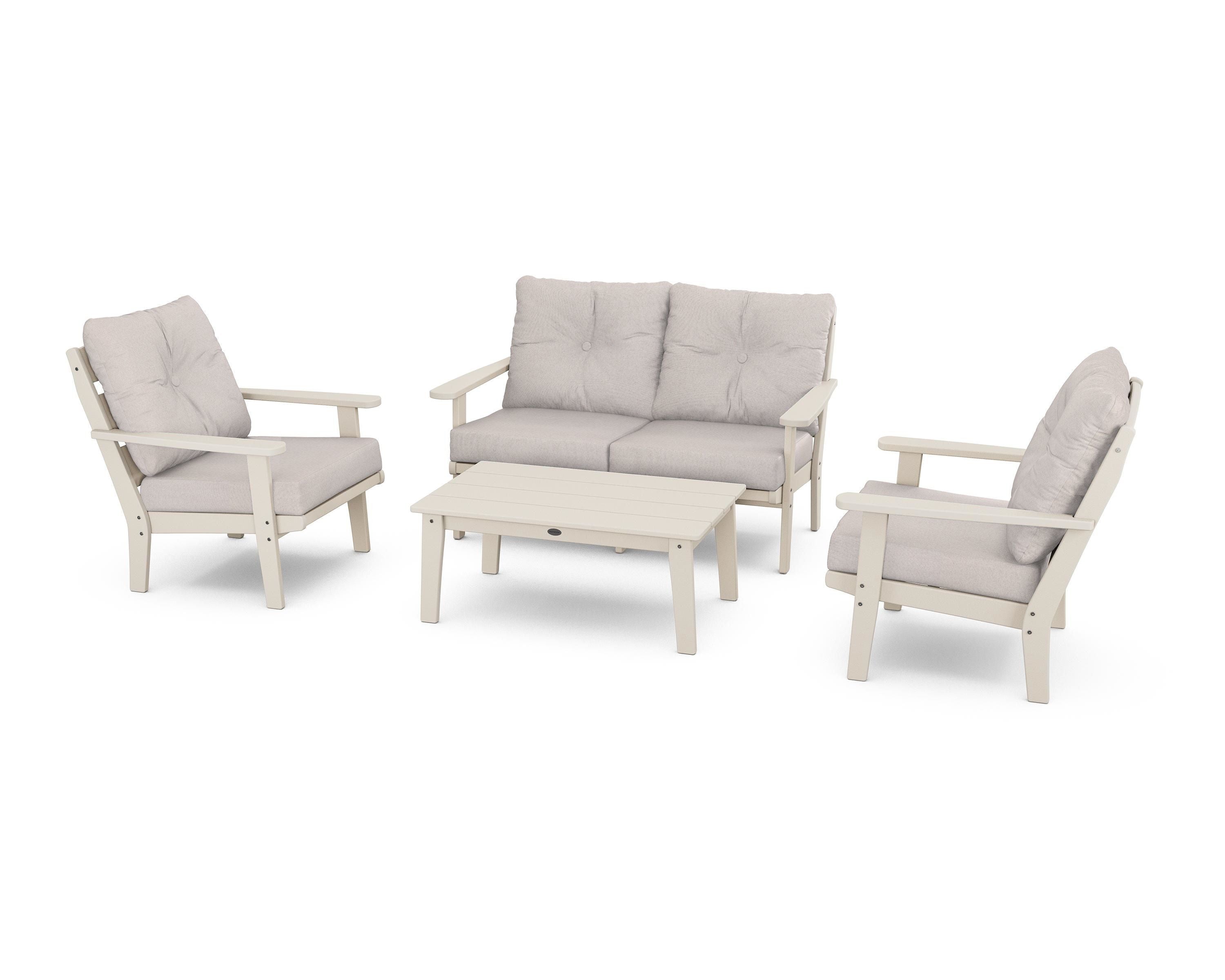 POLYWOOD® Lakeside 4-Piece Deep Seating Set in Sand / Dune Burlap