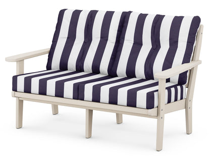 POLYWOOD® Lakeside Deep Seating Loveseat in Sand / Cabana Stripe Navy