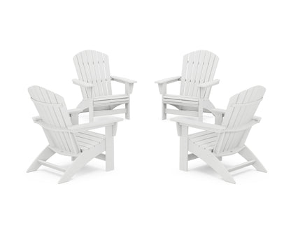 POLYWOOD® 4-Piece Nautical Grand Adirondack Chair Conversation Set in White