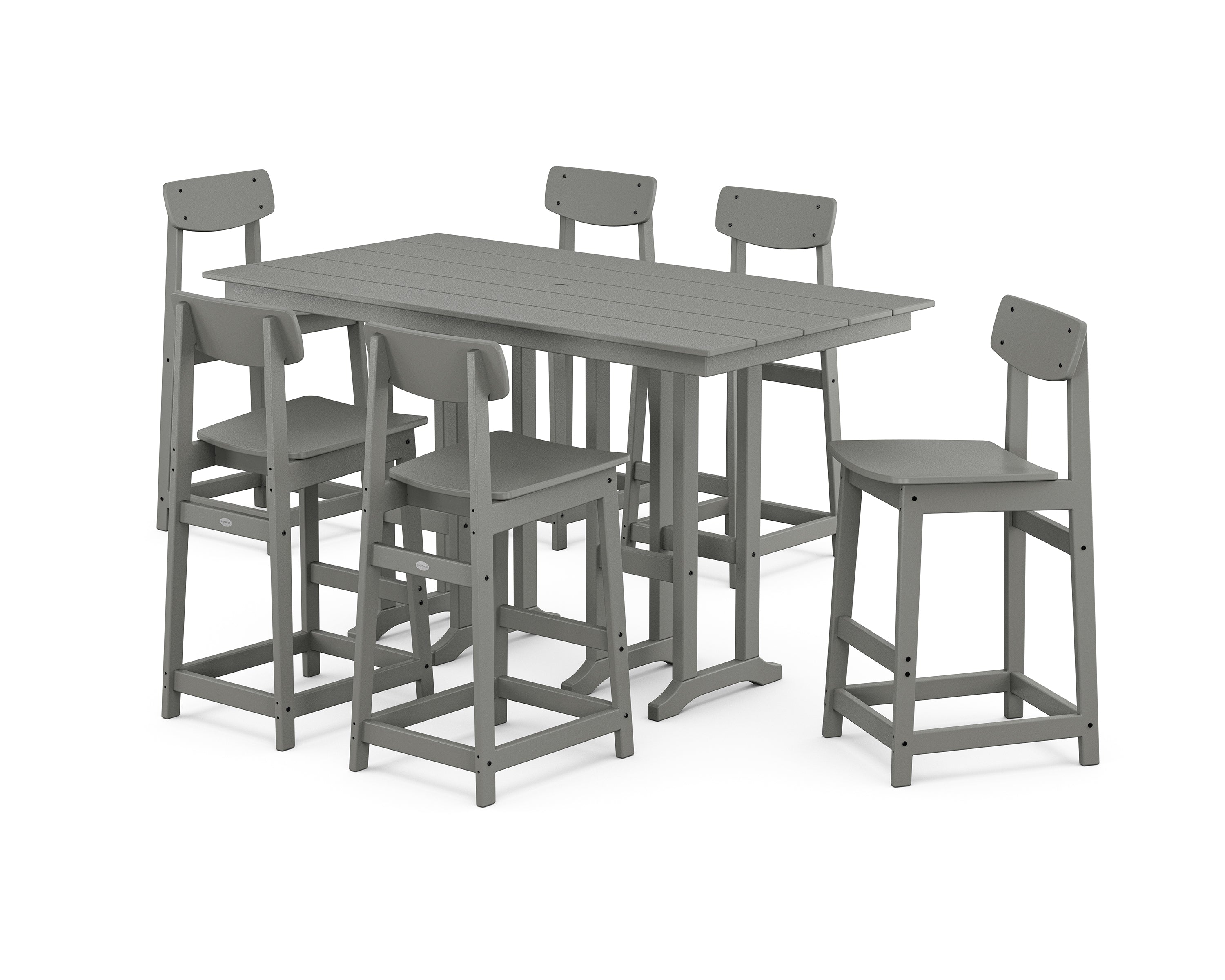 POLYWOOD® Modern Studio Urban Bar Chair 7-Piece Set in Slate Grey