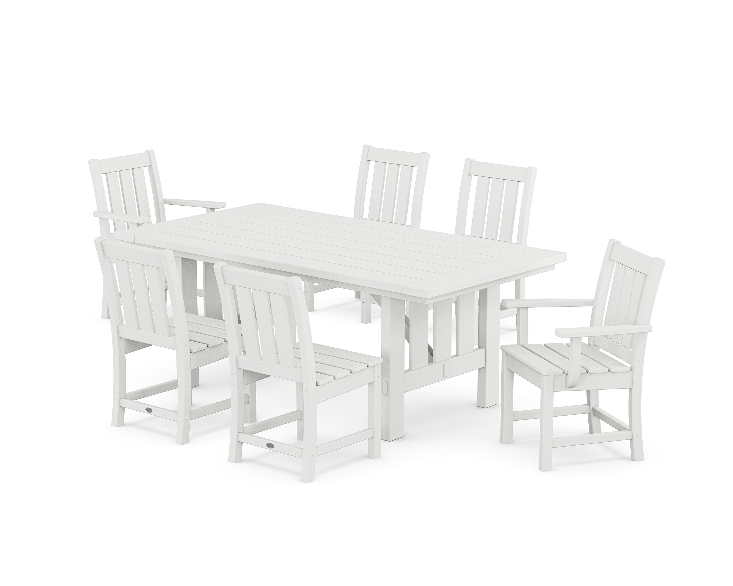 POLYWOOD® Oxford 7-Piece Dining Set with Mission Table in White