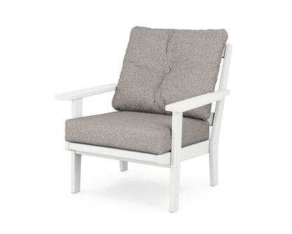 POLYWOOD® Oxford Deep Seating Chair in White / Weathered Tweed
