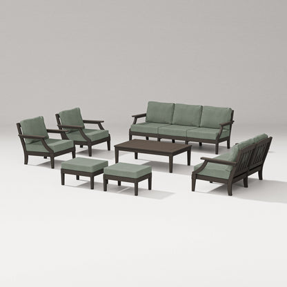 PW Designer Series Estate 7-Piece Lounge Sofa Set in Vintage Coffee / Cast Sage