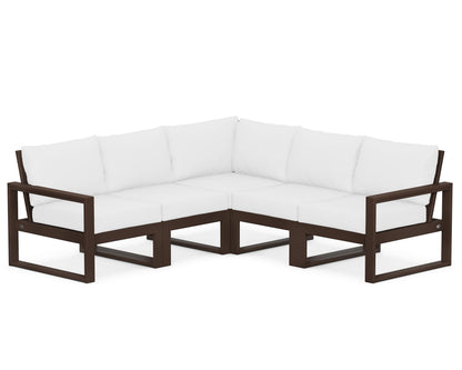 POLYWOOD® EDGE 5-Piece Modular Deep Seating Set in Mahogany / Natural