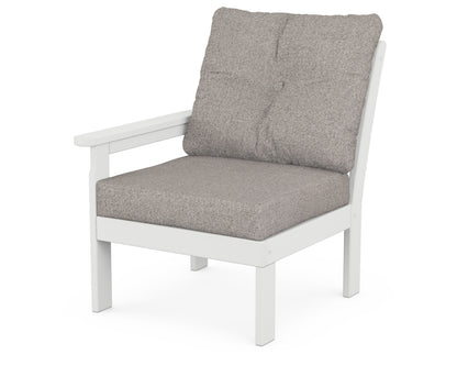 POLYWOOD® Vineyard Modular Left Arm Chair in White / Weathered Tweed