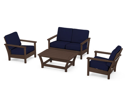 POLYWOOD® Harbour 4-Piece Deep Seating Set in Mahogany / Navy