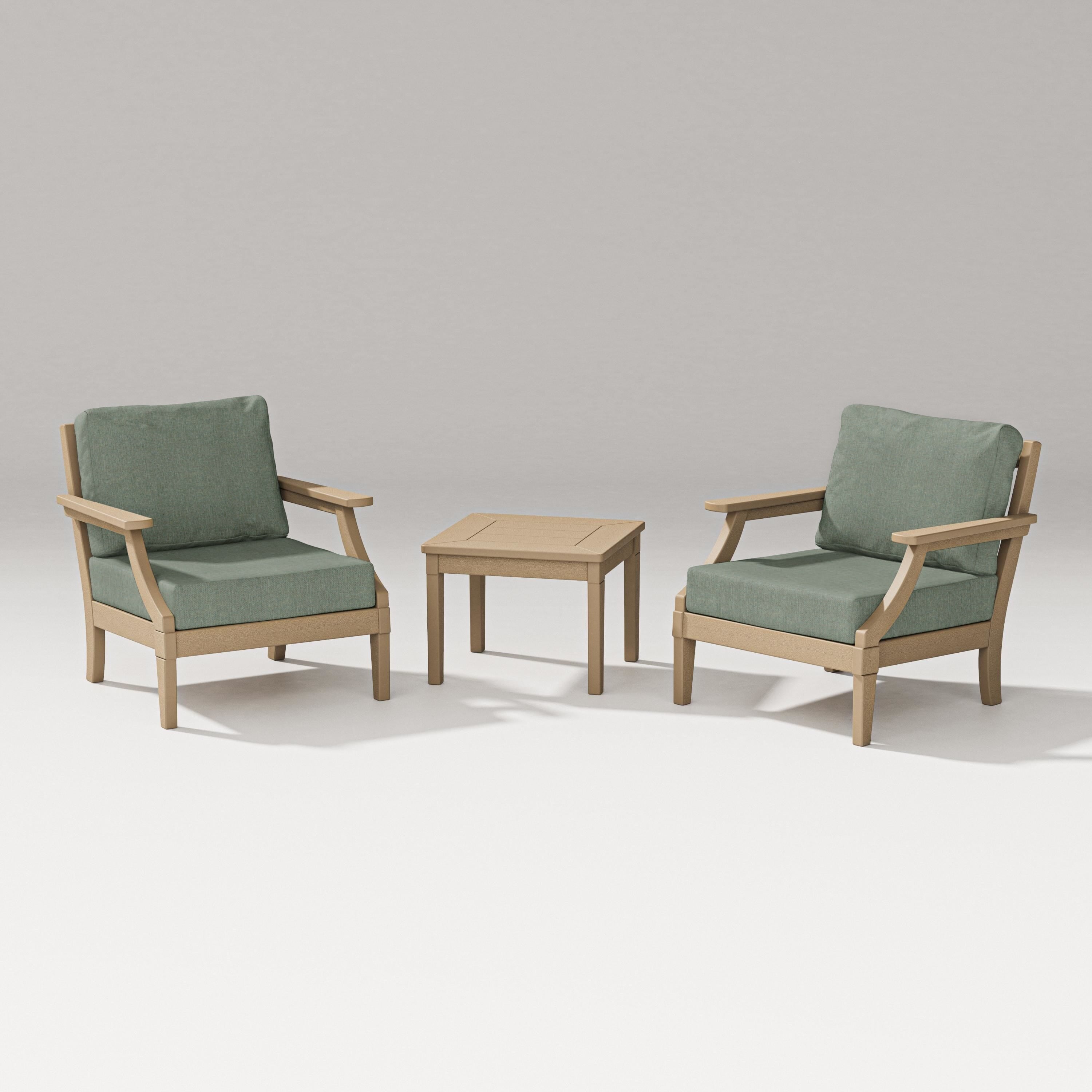 PW Designer Series Estate 3-Piece Lounge Chair Set in Vintage Sahara / Cast Sage