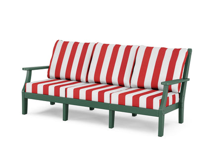 Country Living Wovendale Deep Seating Sofa in Green / Cabana Stripe Crimson
