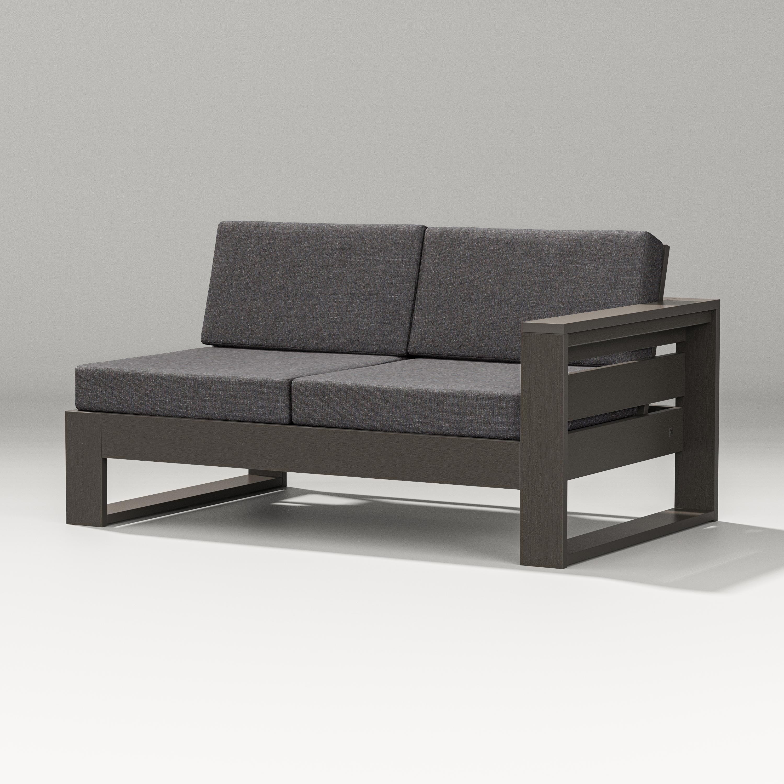 PW Designer Series Latitude Modular Right Arm Loveseat in Vintage Coffee / Ash Charcoal