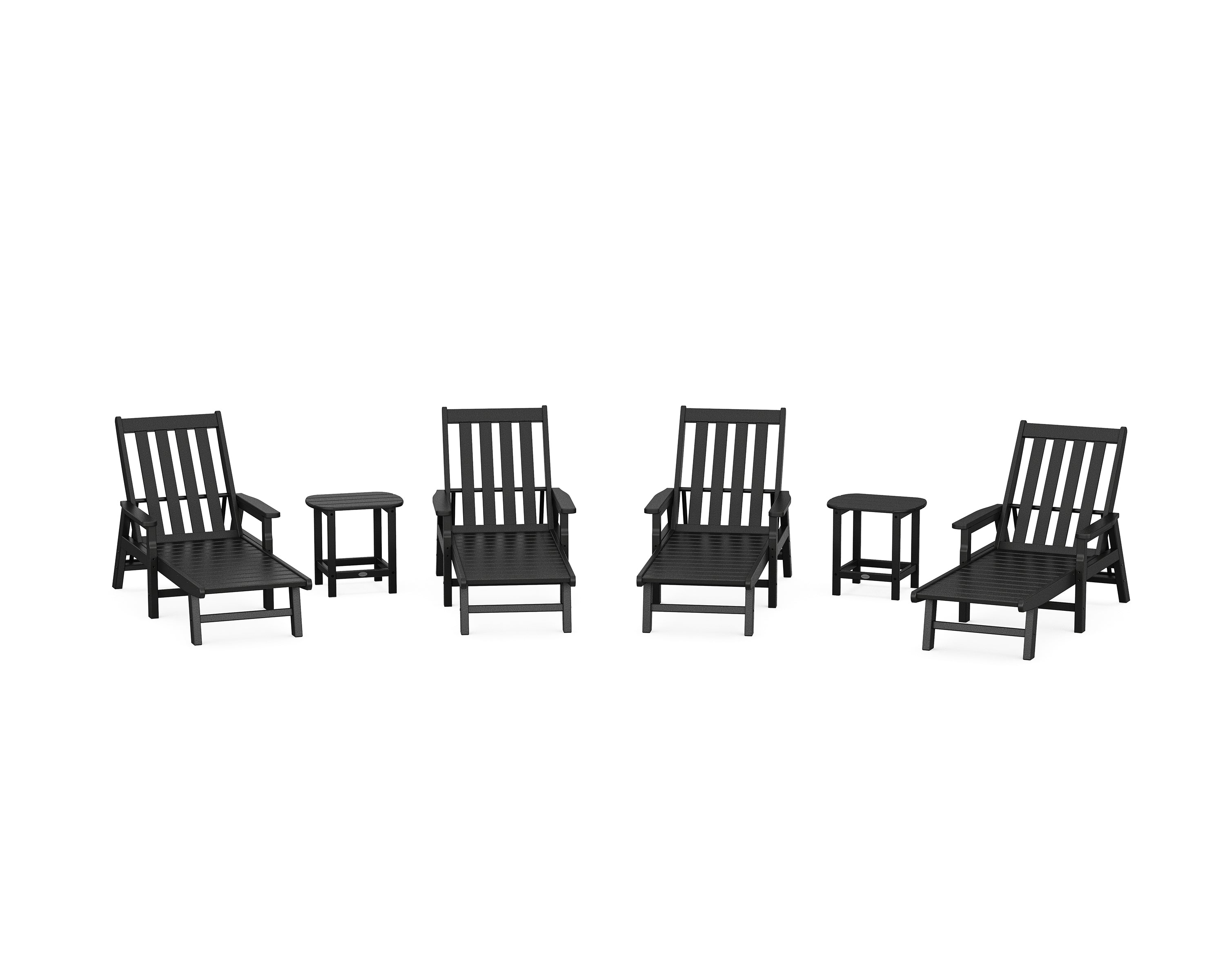 POLYWOOD® Vineyard 6-Piece Chaise with Arms Set in Black
