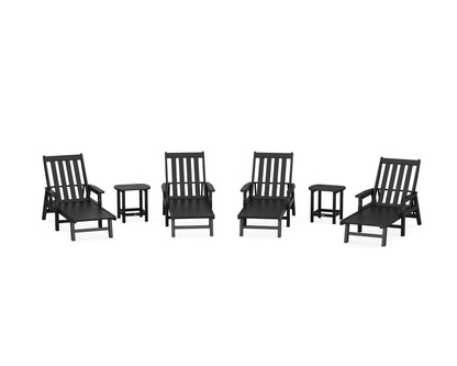 POLYWOOD® Vineyard 6-Piece Chaise with Arms Set in Black