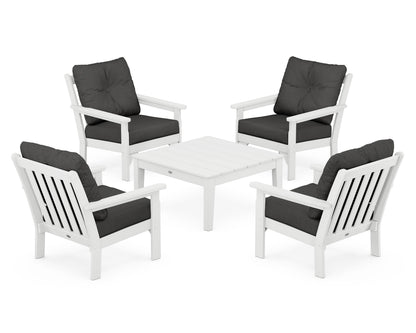 POLYWOOD® Vineyard 5-Piece Deep Seating Conversation Set in White / Spectrum Carbon