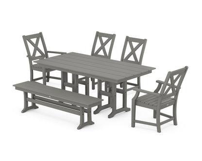 POLYWOOD® Braxton 6-Piece Farmhouse Dining Set in Slate Grey