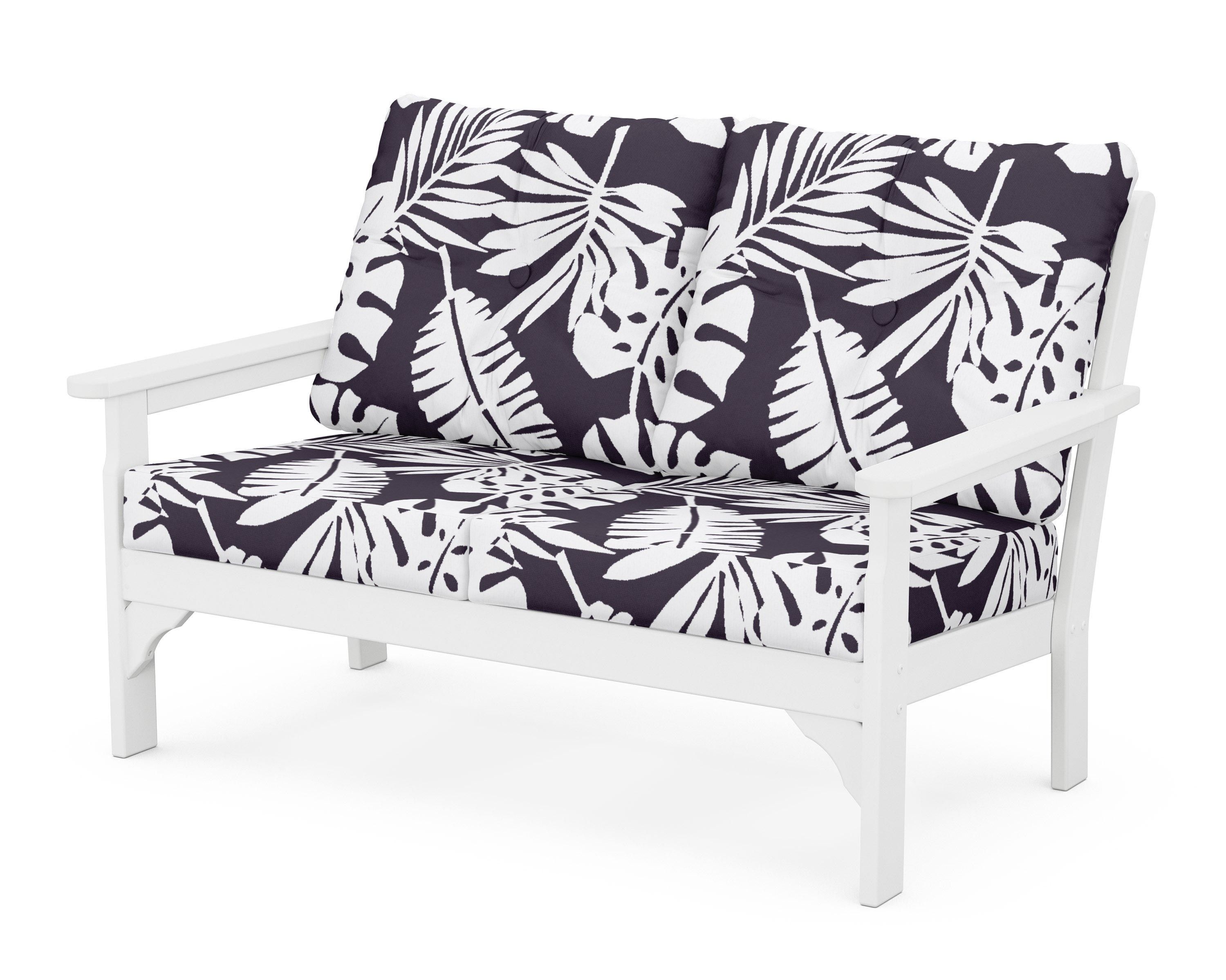 POLYWOOD® Vineyard Deep Seating Loveseat in White / Leaf Navy