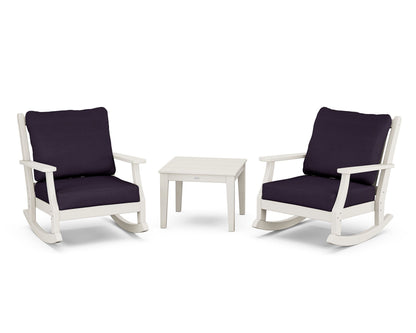 Country Living Wovendale 3-Piece Deep Seating Rocker Set in Sand / Navy Linen