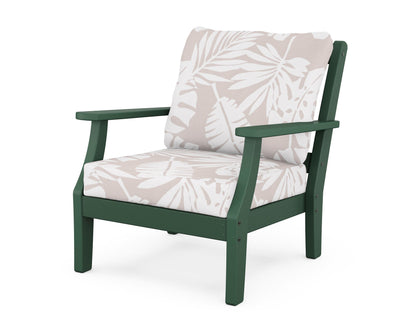 Martha Stewart by POLYWOOD® Chinoiserie Deep Seating Chair in Green / Leaf Dune Burlap