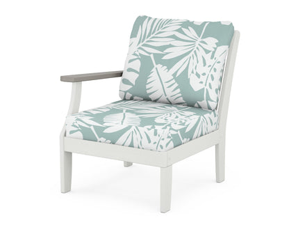 POLYWOOD® Braxton Modular Left Arm Chair in White / Driftwood / Leaf Glacier Spa