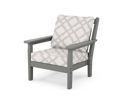 POLYWOOD® Chippendale Deep Seating Chair in Slate Grey / Trellis Dune Burlap