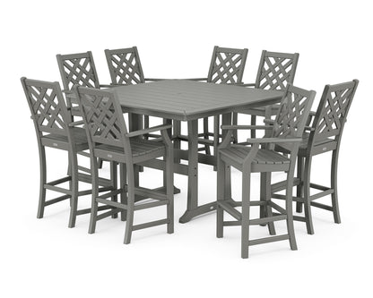 Country Living Wovendale 9-Piece Square Bar Set with Trestle Legs in Slate Grey