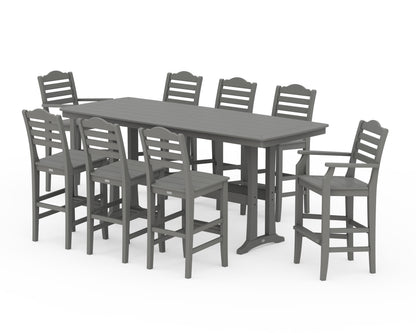Draper James™ by  POLYWOOD® Savannah 9-Piece Bar Set with Trestle Legs in Slate Grey