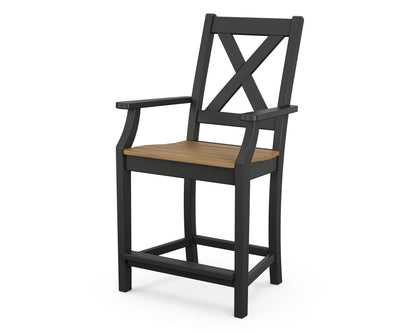 POLYWOOD® Braxton Counter Arm Chair in Black / Natural