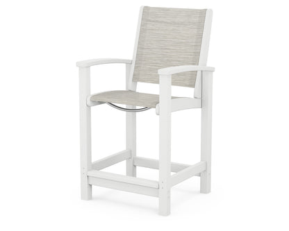 POLYWOOD® Coastal Counter Chair in White / Birch Sling