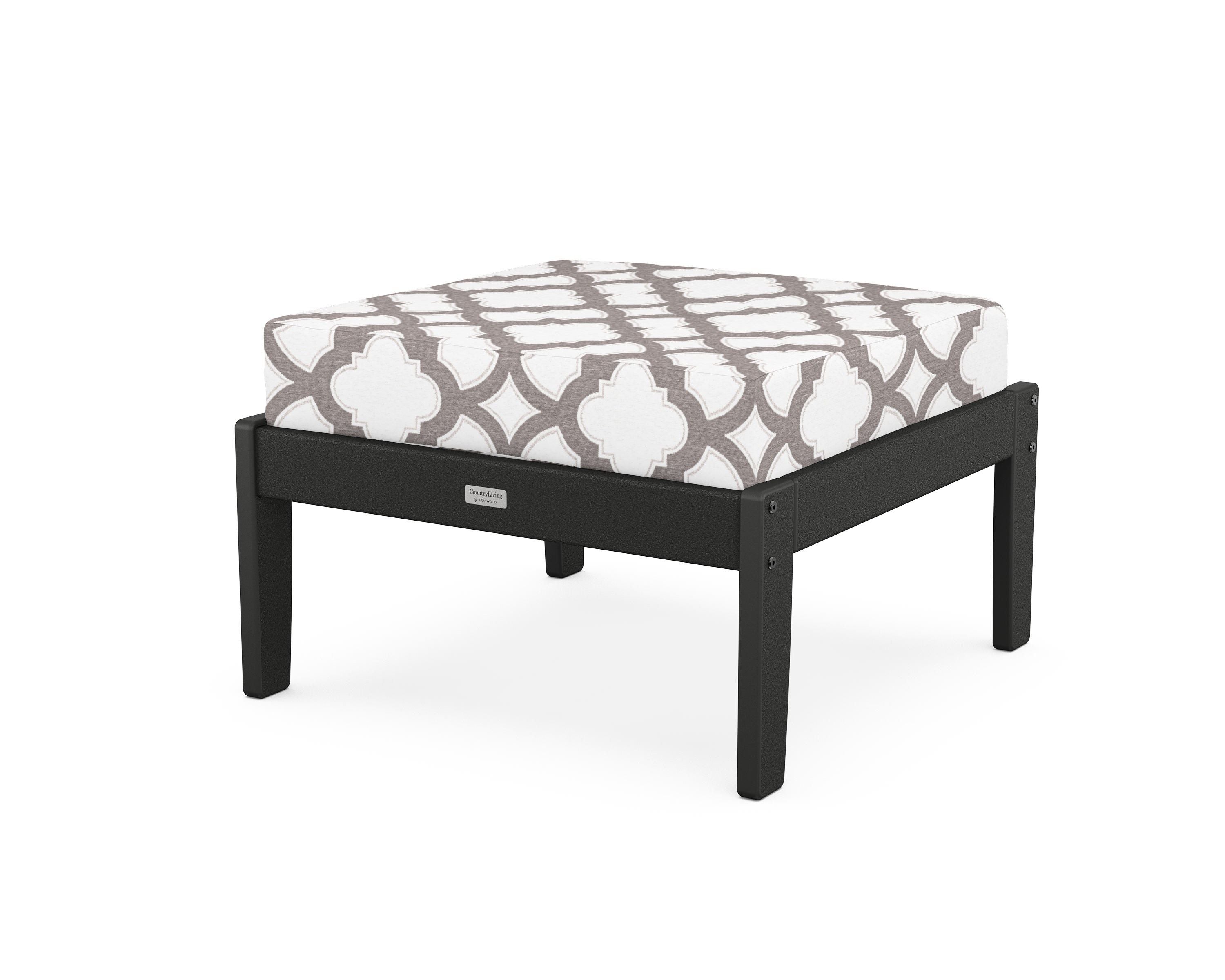 Country Living Cottage Deep Seating Ottoman in Black / Trellis Grey Mist
