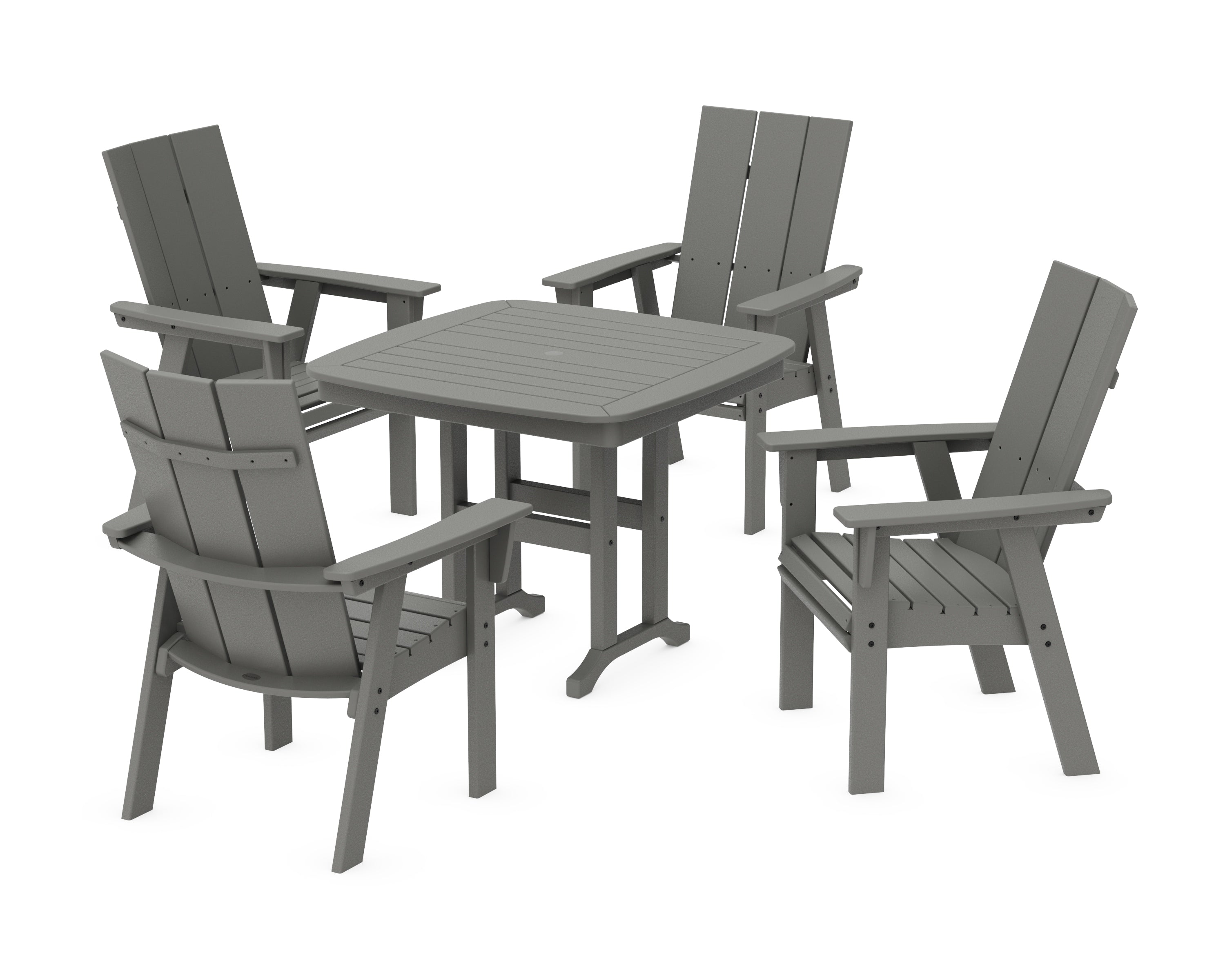 POLYWOOD® Modern Curveback Adirondack 5-Piece Dining Set in Slate Grey