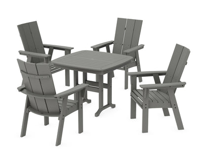POLYWOOD® Modern Curveback Adirondack 5-Piece Dining Set in Slate Grey