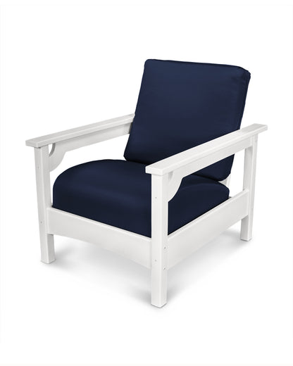 POLYWOOD® Club Chair in White / Navy