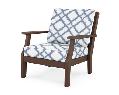 Martha Stewart by POLYWOOD® Chinoiserie Deep Seating Chair in Mahogany / Trellis Sky Blue