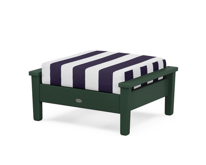 POLYWOOD® Prescott Deep Seating Ottoman in Green / Cabana Stripe Navy