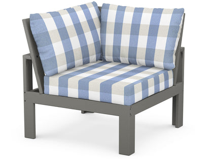 Unbranded Modular Corner Chair in Slate Grey / Buffalo Plaid Sky Blue