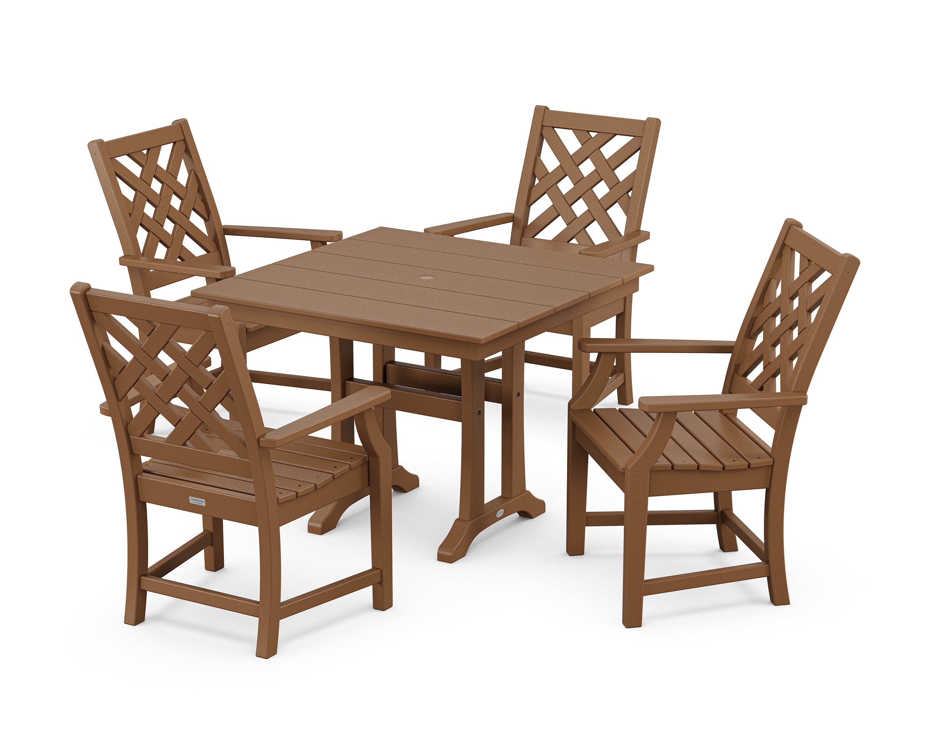 Country Living Wovendale 5-Piece Farmhouse Dining Set with Trestle Legs in Teak