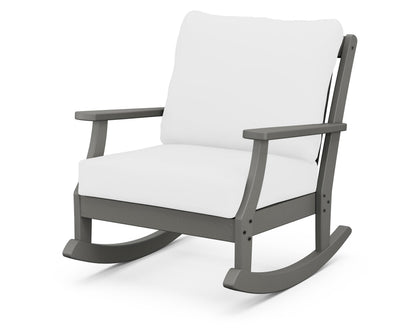 POLYWOOD® Braxton Deep Seating Rocking Chair in Slate Grey / Natural
