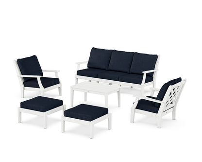 Country Living Wovendale 6-Piece Lounge Sofa Set in White / Marine Indigo