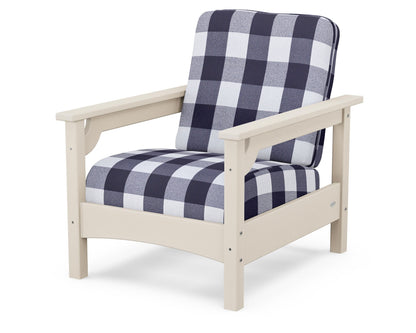 POLYWOOD® Club Chair in Sand / Buffalo Plaid Navy