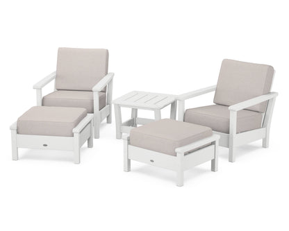 POLYWOOD® Harbour 5-Piece Deep Seating Chair Set in White / Dune Burlap